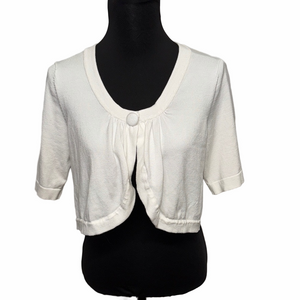 George Classic Off White Cropped Knit Top. Monochrome soft comfy